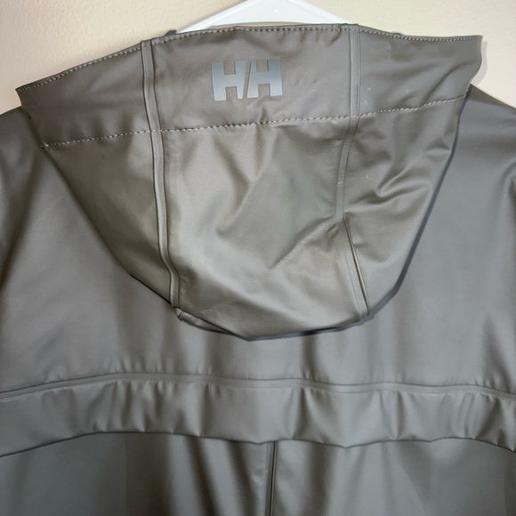 Women's Helly Hansen Women’s Kirkwall ll Dark Grey Green Hooded Raincoat Size L - Picture 6 of 12